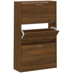 vidaXL - Schoenenkast 6 paar met 3 kleppen - Bruin eiken - Hout - 63x24x103 cm