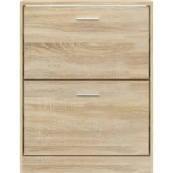 vidaXL - Schoenenkast 4 paar met 2 kleppen - Hout eiken - Hout - 59x17x81 cm