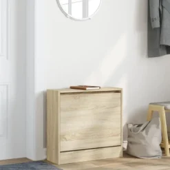 vidaXL - Schoenenkast 2 paar met 1 klep - Sonoma eiken - Hout - 60x21x57 cm