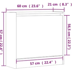 vidaXL - Schoenenkast 2 paar met 1 klep - Sonoma eiken - Hout - 60x21x57 cm