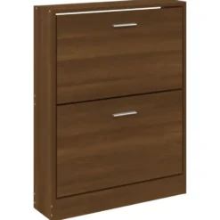 vidaXL - Schoenenkast 4 paar met 2 kleppen - Bruin eiken - Hout - 59x17x81 cm