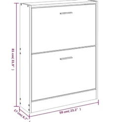 vidaXL - Schoenenkast 4 paar met 2 kleppen - Bruin eiken - Hout - 59x17x81 cm