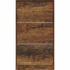 vidaXL - Schoenenkast 6 paar met 3 kleppen - Gerookt eiken - Hout - 59x17x108 cm