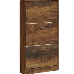 vidaXL - Schoenenkast 6 paar met 3 kleppen - Gerookt eiken - Hout - 59x17x108 cm