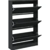 vidaXL - Schoenenkast 9 paar met 3 kleppen - Zwart - Hout - 80x21x125.5 cm