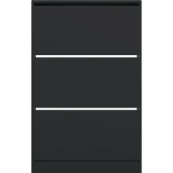 vidaXL - Schoenenkast 9 paar met 3 kleppen - Zwart - Hout - 80x21x125.5 cm
