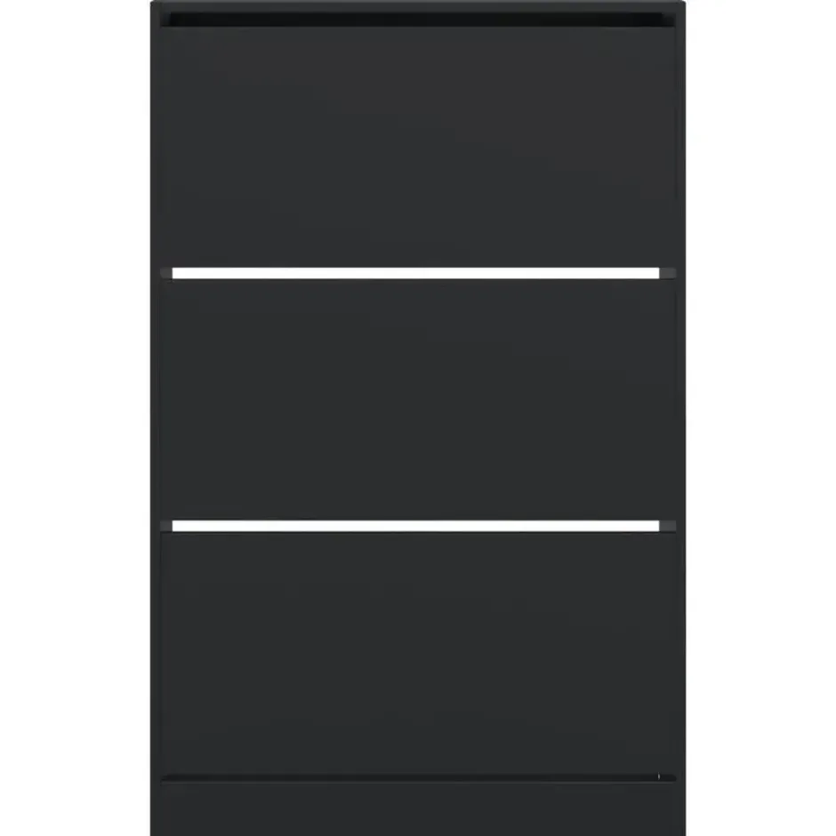vidaXL - Schoenenkast 9 paar met 3 kleppen - Zwart - Hout - 80x21x125.5 cm