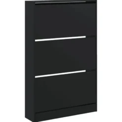 vidaXL - Schoenenkast 9 paar met 3 kleppen - Zwart - Hout - 80x21x125.5 cm