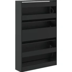 vidaXL - Schoenenkast 9 paar met 3 kleppen - Zwart - Hout - 80x21x125.5 cm