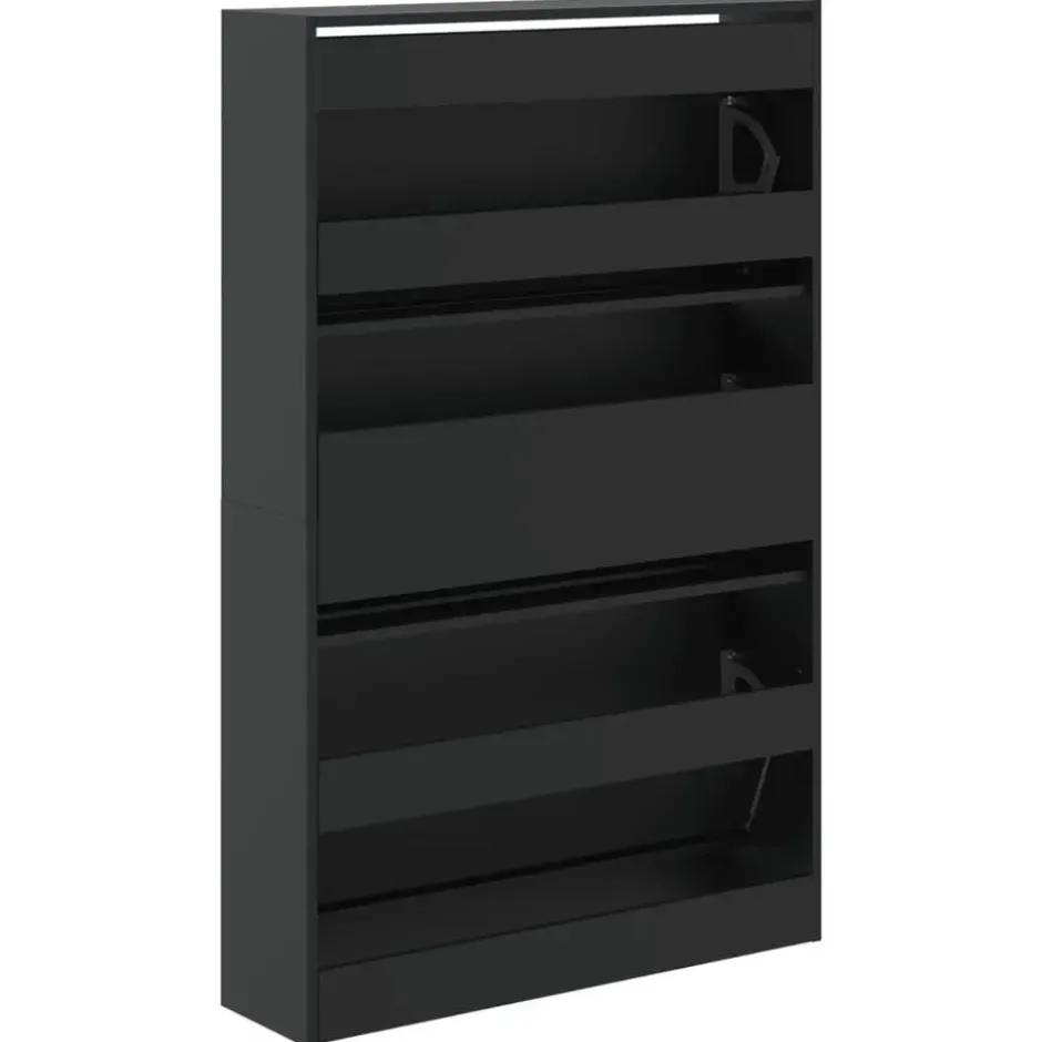 vidaXL - Schoenenkast 9 paar met 3 kleppen - Zwart - Hout - 80x21x125.5 cm