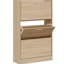 vidaXL - Schoenenkast 6 paar met 3 kleppen - Sonoma eiken - Hout - 63x24x103 cm