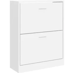 vidaXL - Schoenenkast 4 paar met 2 kleppen - Hoogglans wit - Hout - 63x24x81 cm