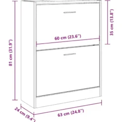 vidaXL - Schoenenkast 4 paar met 2 kleppen - Hoogglans wit - Hout - 63x24x81 cm
