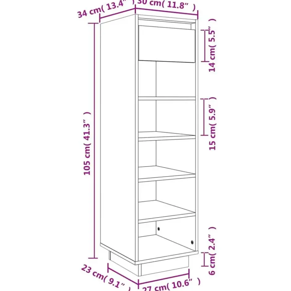 vidaXL - Schoenenkast - Zwart - Grenenhout