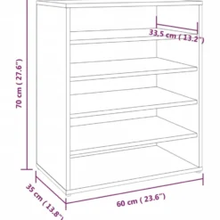 vidaXL - Schoenenrek - Bruin - Bewerkt hout - 60 x 35 x 70 cm