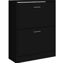 vidaXL - Schoenenrek - Zwart - Bewerkt hout