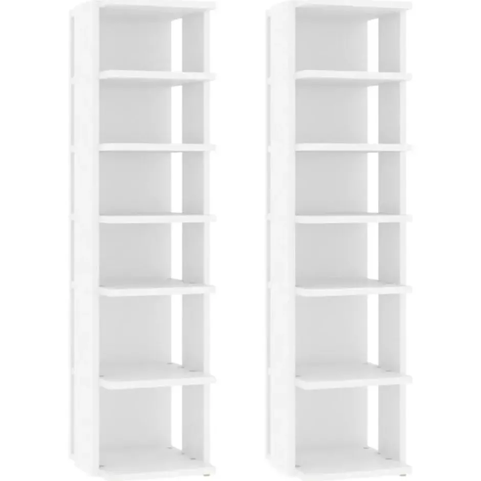 vidaXL - Schoenrek - Wit - Bewerkt hout - 2 stuks