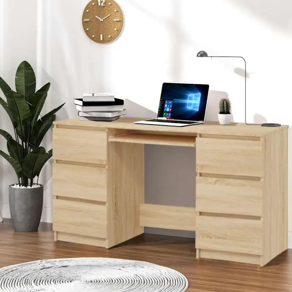vidaXL - Schrijfbureau - Bruin - Bewerkt hout