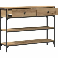 vidaXL - Sidetable met 2 lades 2 schappen - Artisanall eiken - 100x25x75 cm