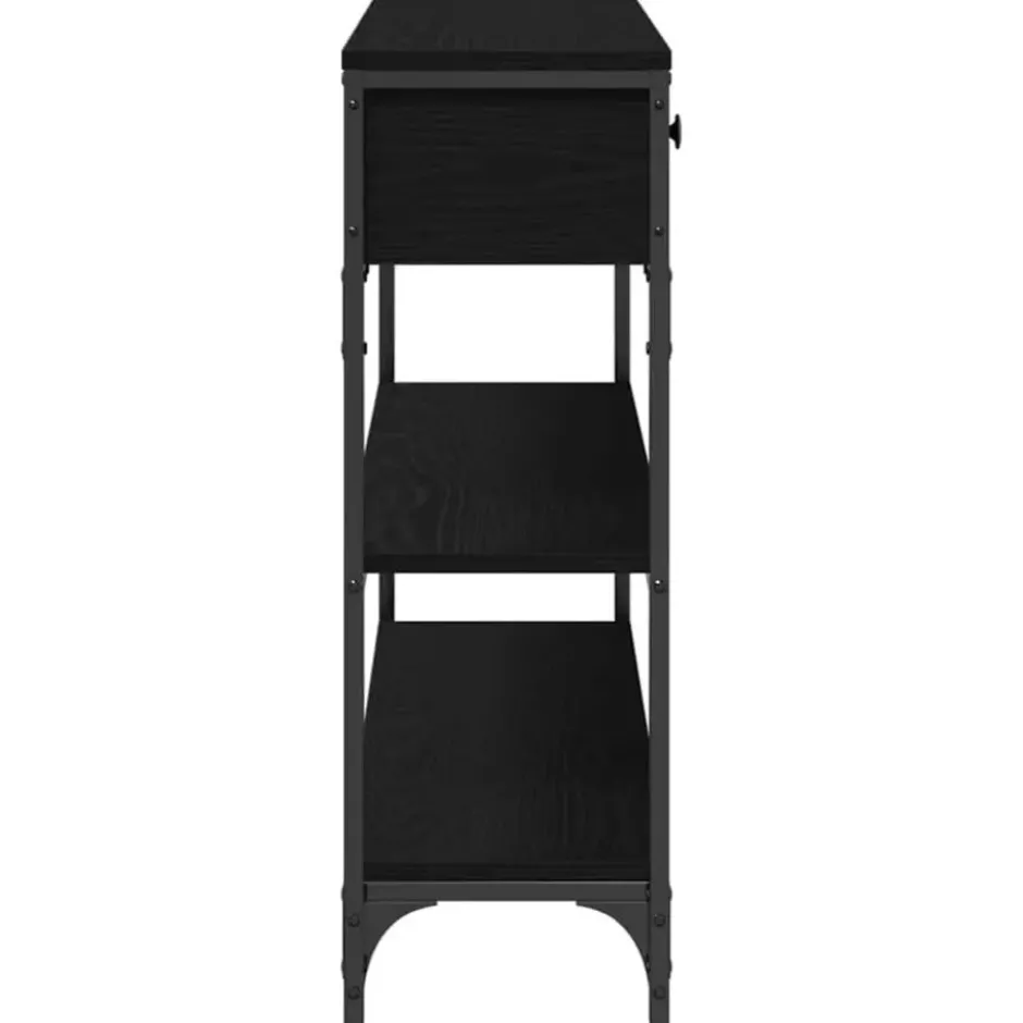 vidaXL - Sidetable met 2 lades 2 schappen - Zwart - Bewerkt hout - 100x25x75 cm