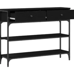 vidaXL - Sidetable met 2 lades 2 schappen - Zwart - Bewerkt hout - 100x25x75 cm