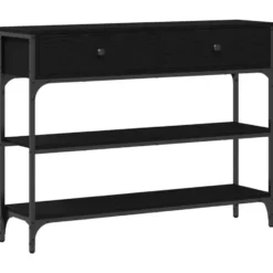vidaXL - Sidetable met 2 lades 2 schappen - Zwart - Bewerkt hout - 100x25x75 cm