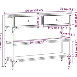 vidaXL - Sidetable met 2 lades 2 schappen - Zwart - Bewerkt hout - 100x25x75 cm
