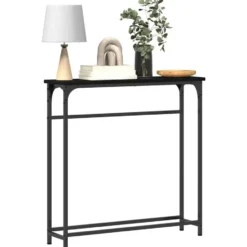 vidaXL - Sidetable - Zwart - Gelaagd hout en metaal - 75x19.5x75 cm