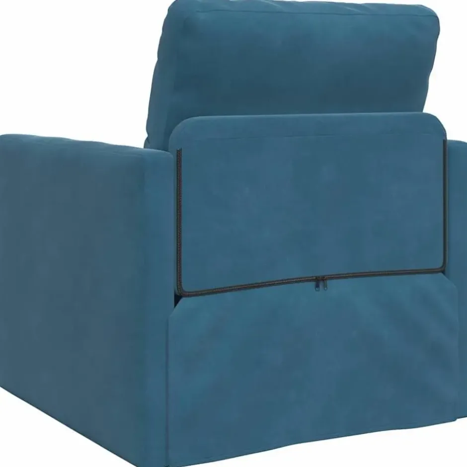vidaXL Slaapbank inklapbaar met kussen - Blauw fluweel - 74x77x81 cm