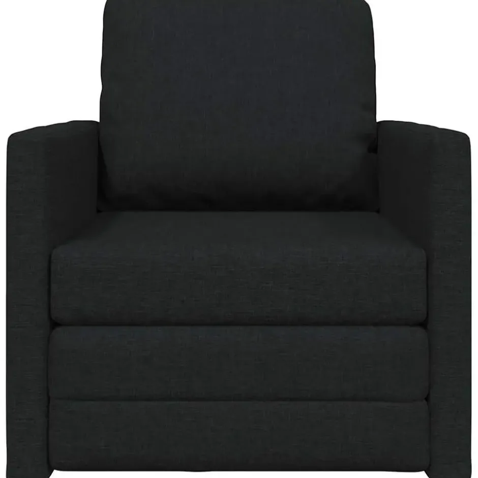 vidaXL Slaapbank inklapbaar met kussen - Zwart stof - 74x77x81 cm
