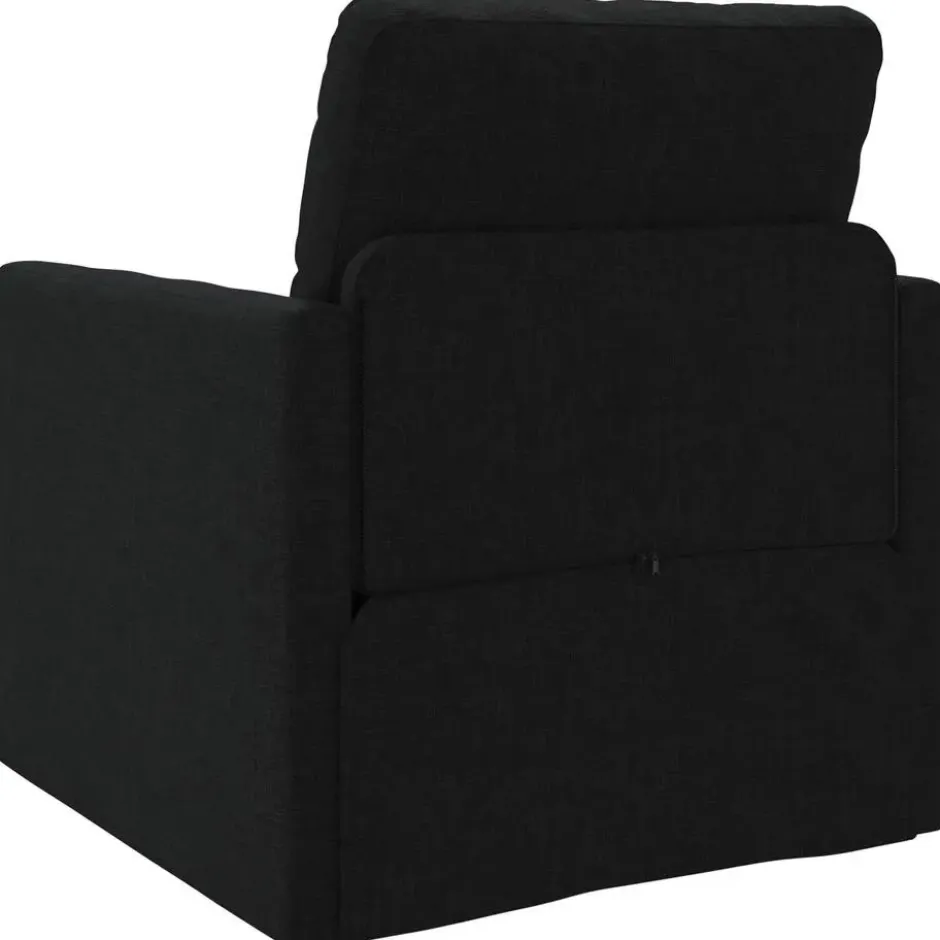 vidaXL Slaapbank inklapbaar met kussen - Zwart stof - 74x77x81 cm