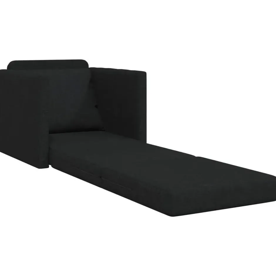 vidaXL Slaapbank inklapbaar met kussen - Zwart stof - 74x77x81 cm