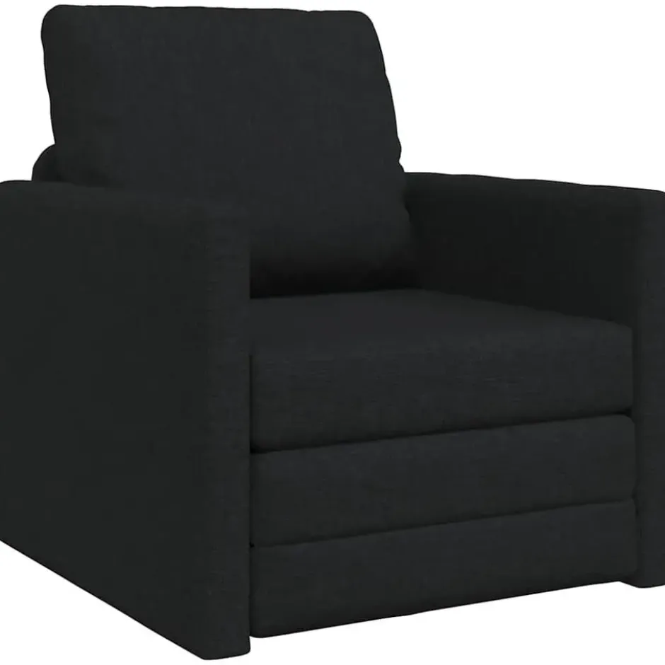 vidaXL Slaapbank inklapbaar met kussen - Zwart stof - 74x77x81 cm
