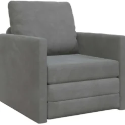 vidaXL Slaapbank inklapbaar met kussen - Donkergrijs fluweel - 74x77x81 cm