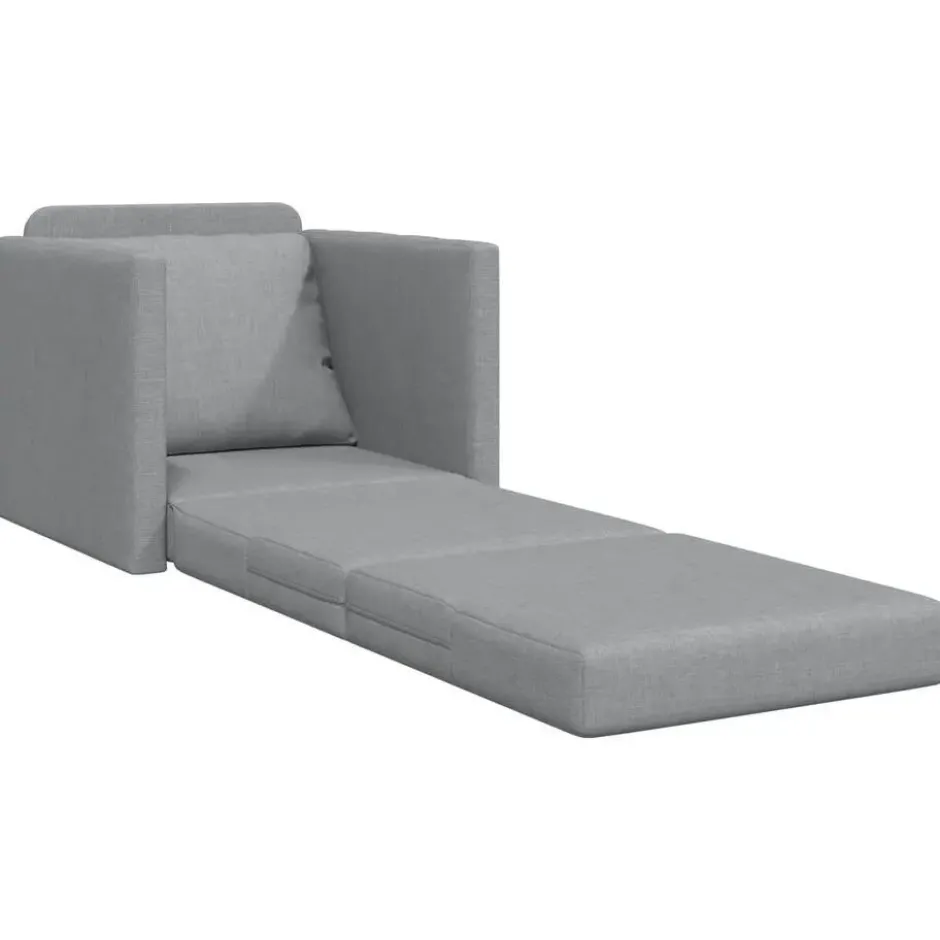 vidaXL Slaapbank inklapbaar met kussen - Lichtgrijs stof - 74x77x81 cm