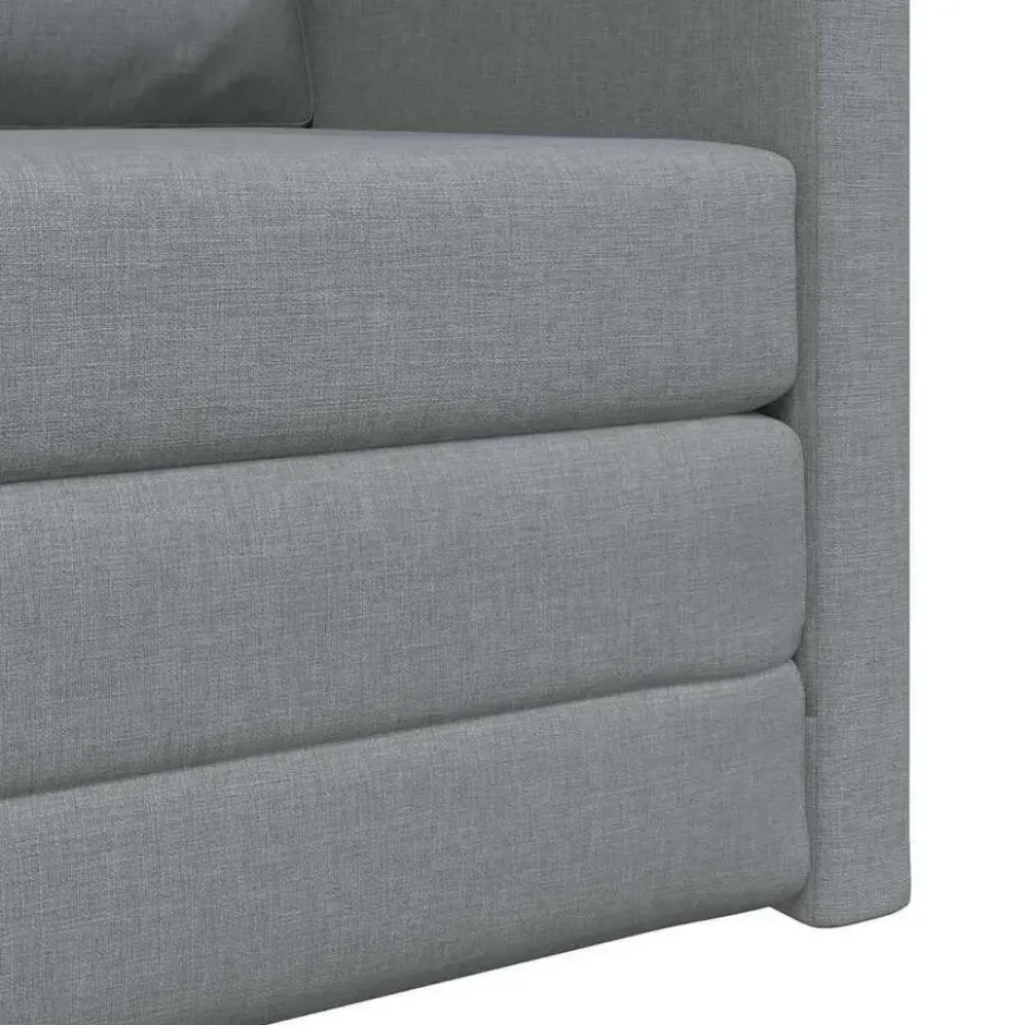 vidaXL Slaapbank inklapbaar met kussen - Lichtgrijs stof - 74x77x81 cm