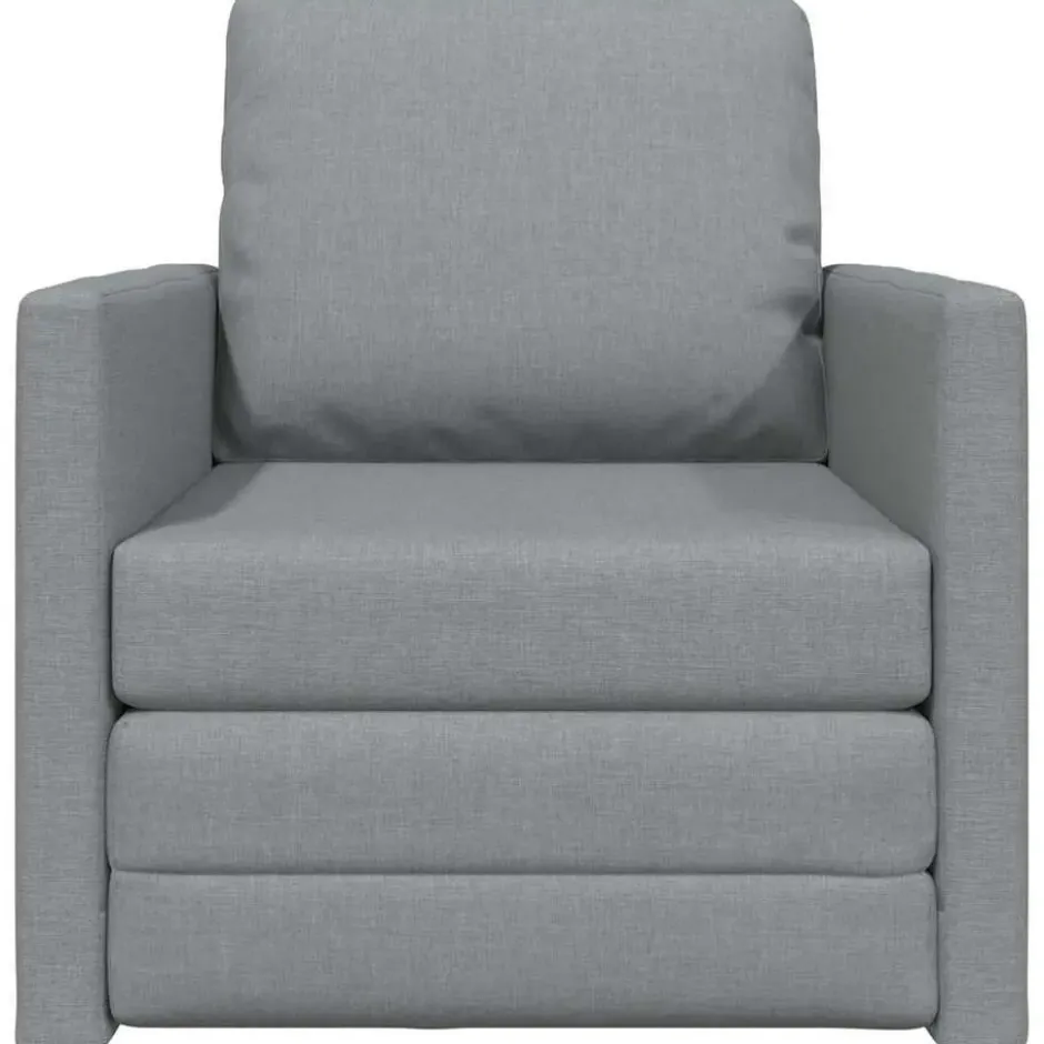 vidaXL Slaapbank inklapbaar met kussen - Lichtgrijs stof - 74x77x81 cm