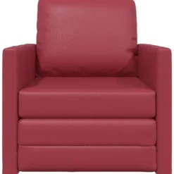 vidaXL Slaapbank inklapbaar met kussen - Wijnrood kunstleer - 74x77x81 cm