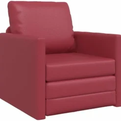 vidaXL Slaapbank inklapbaar met kussen - Wijnrood kunstleer - 74x77x81 cm