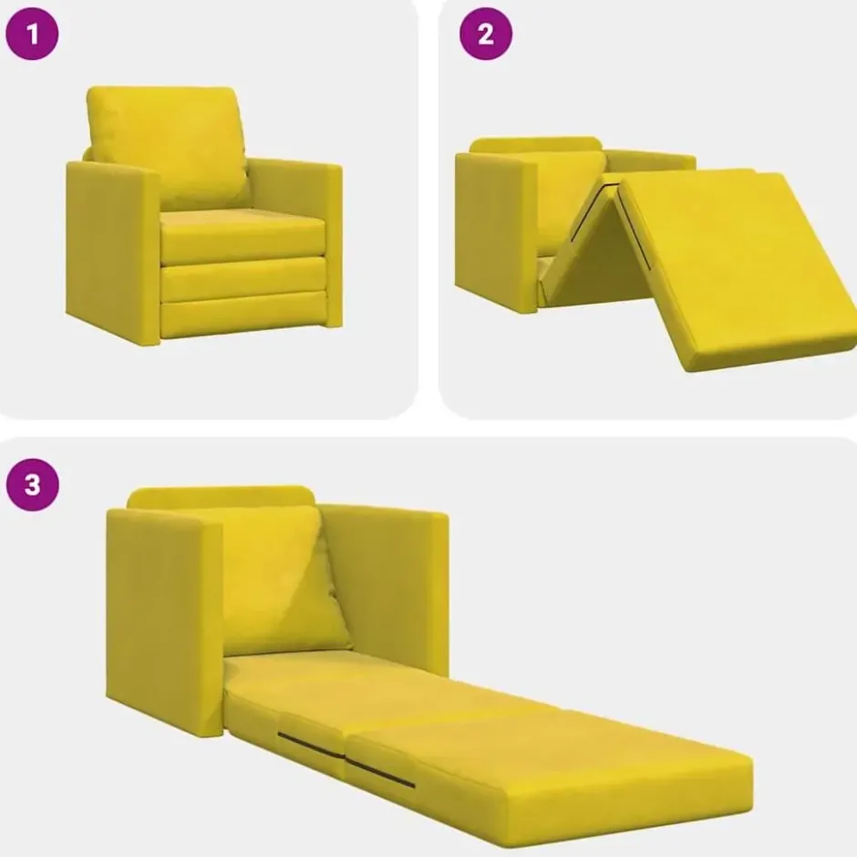 vidaXL Slaapbank inklapbaar met kussen - Donkergeel fluweel - 74x77x81 cm