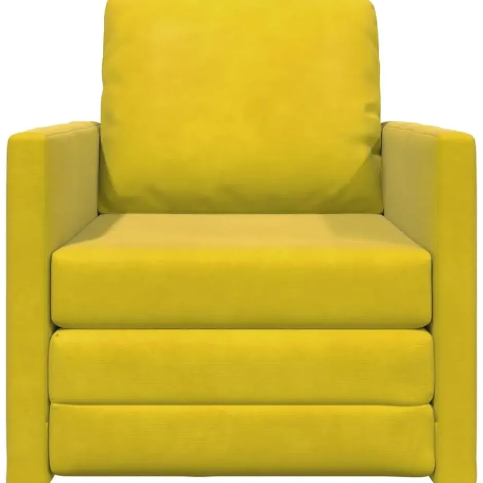 vidaXL Slaapbank inklapbaar met kussen - Donkergeel fluweel - 74x77x81 cm