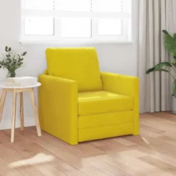 vidaXL Slaapbank inklapbaar met kussen - Donkergeel fluweel - 74x77x81 cm