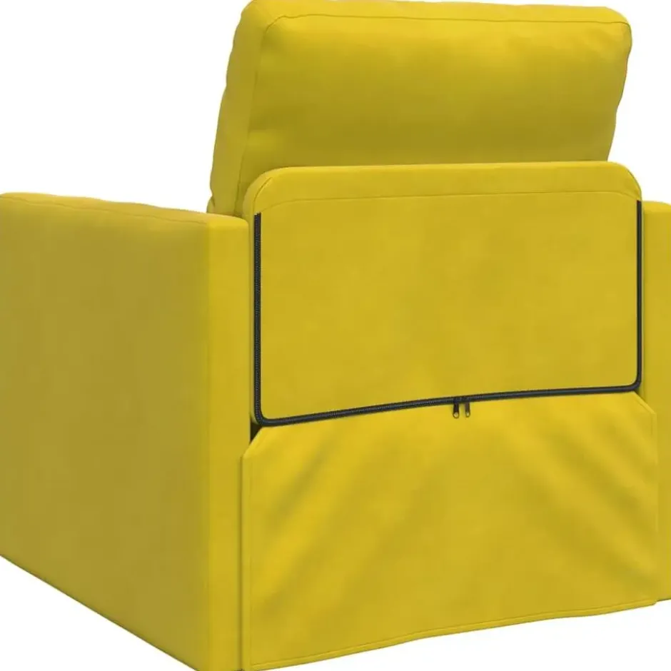 vidaXL Slaapbank inklapbaar met kussen - Donkergeel fluweel - 74x77x81 cm