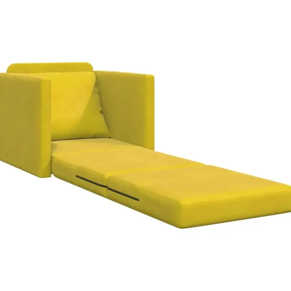 vidaXL Slaapbank inklapbaar met kussen - Donkergeel fluweel - 74x77x81 cm