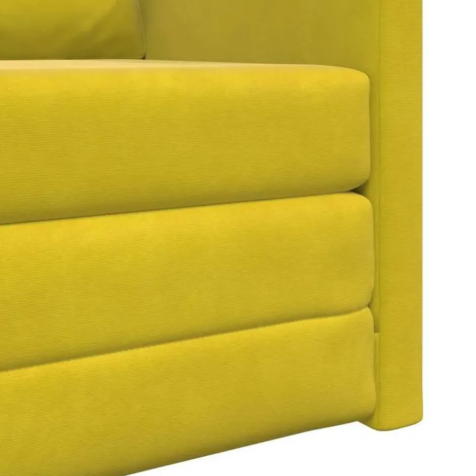 vidaXL Slaapbank inklapbaar met kussen - Donkergeel fluweel - 74x77x81 cm