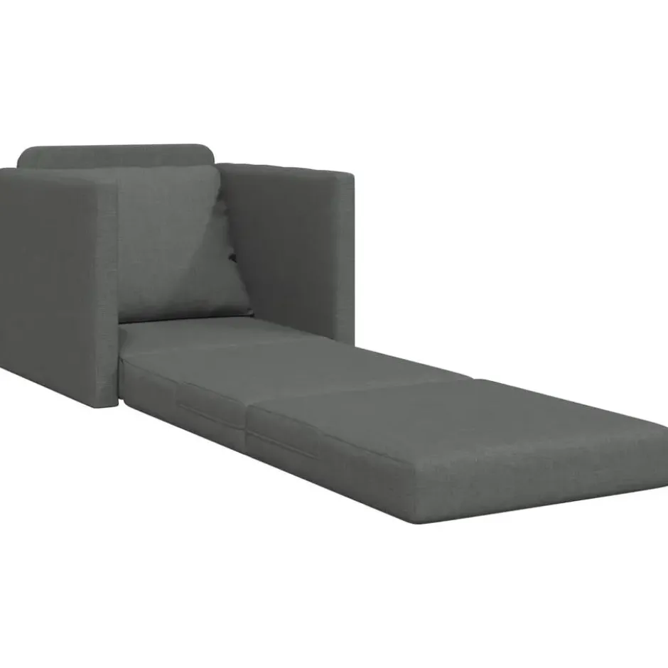 vidaXL Slaapbank inklapbaar met kussen - Donkergrijs stof - 74x77x81 cm