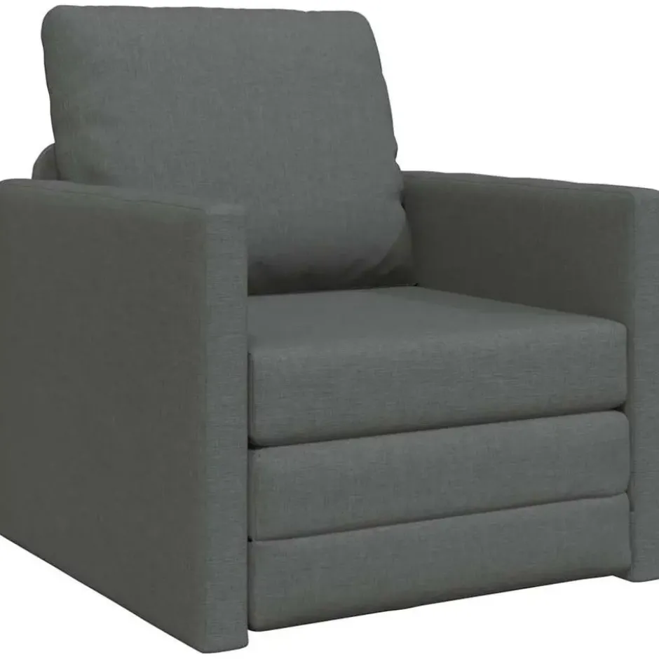 vidaXL Slaapbank inklapbaar met kussen - Donkergrijs stof - 74x77x81 cm