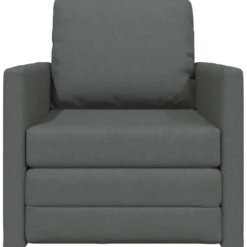 vidaXL Slaapbank inklapbaar met kussen - Donkergrijs stof - 74x77x81 cm