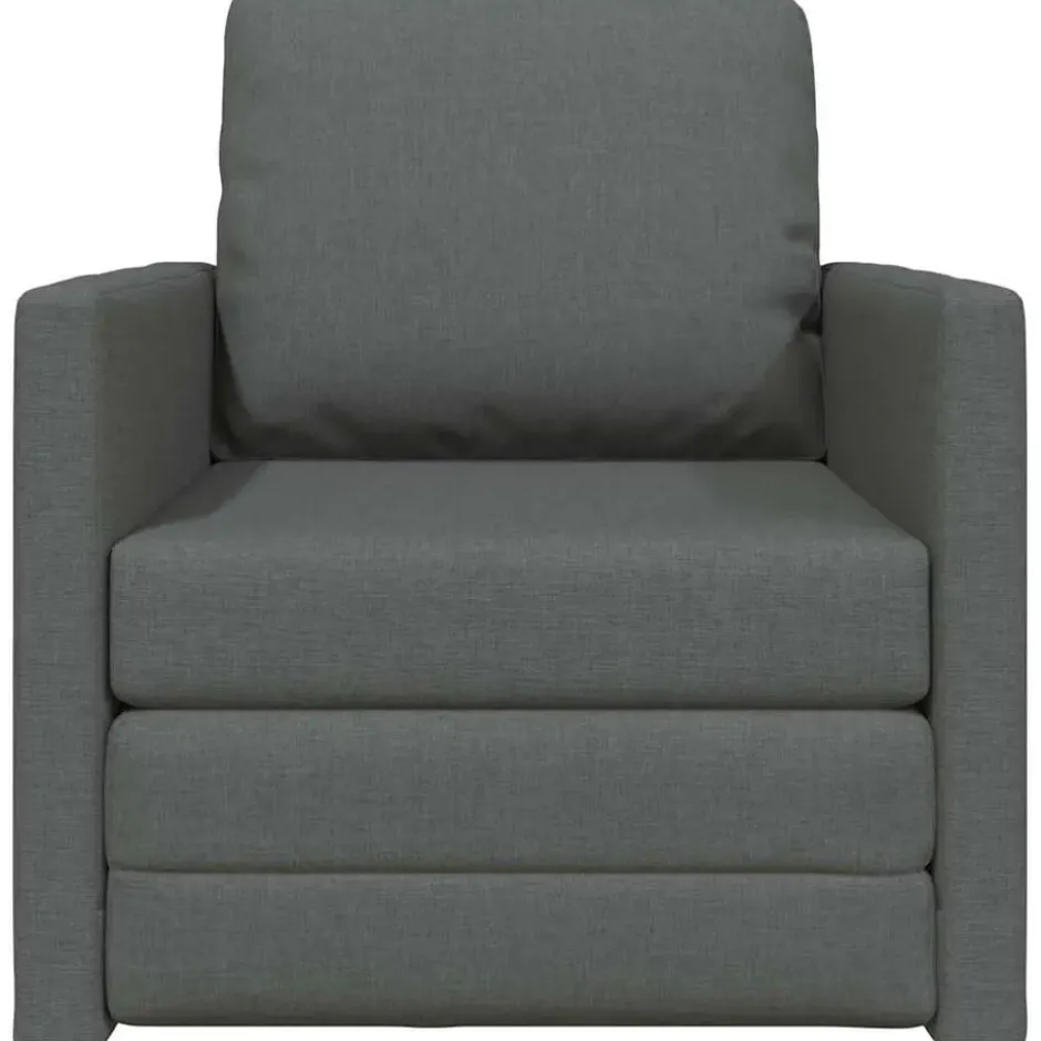 vidaXL Slaapbank inklapbaar met kussen - Donkergrijs stof - 74x77x81 cm