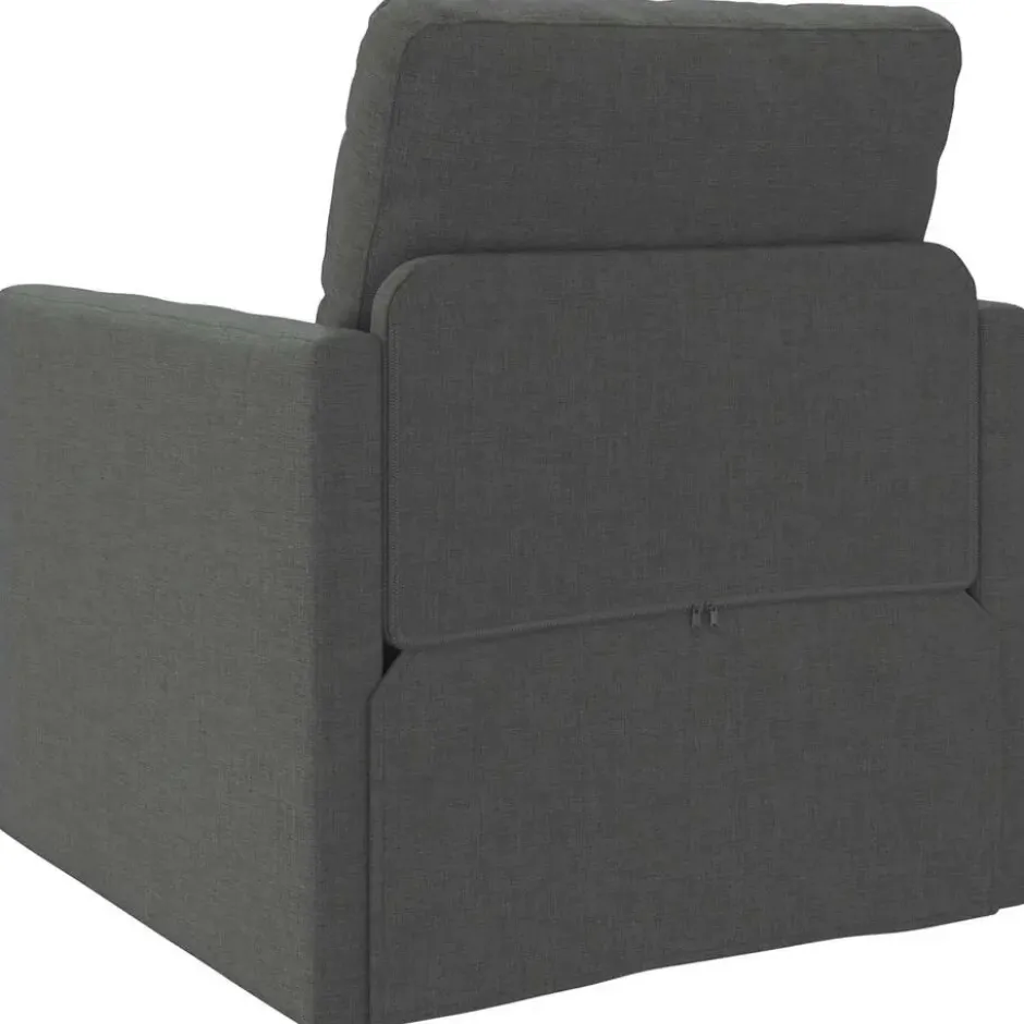 vidaXL Slaapbank inklapbaar met kussen - Donkergrijs stof - 74x77x81 cm